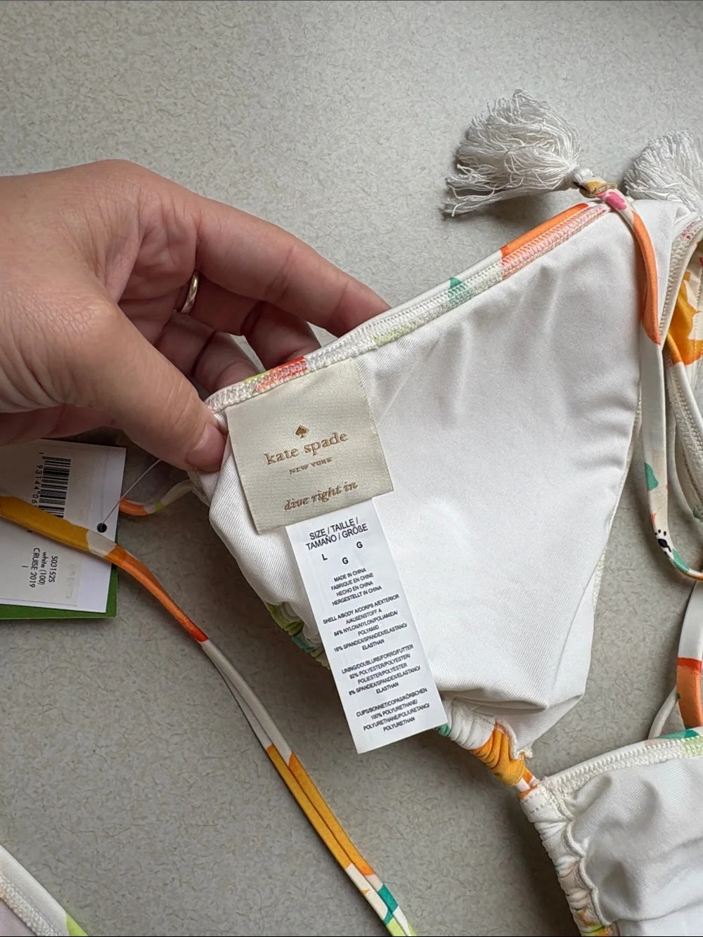 kate spade Cream Floral Bikini with Orange Accents